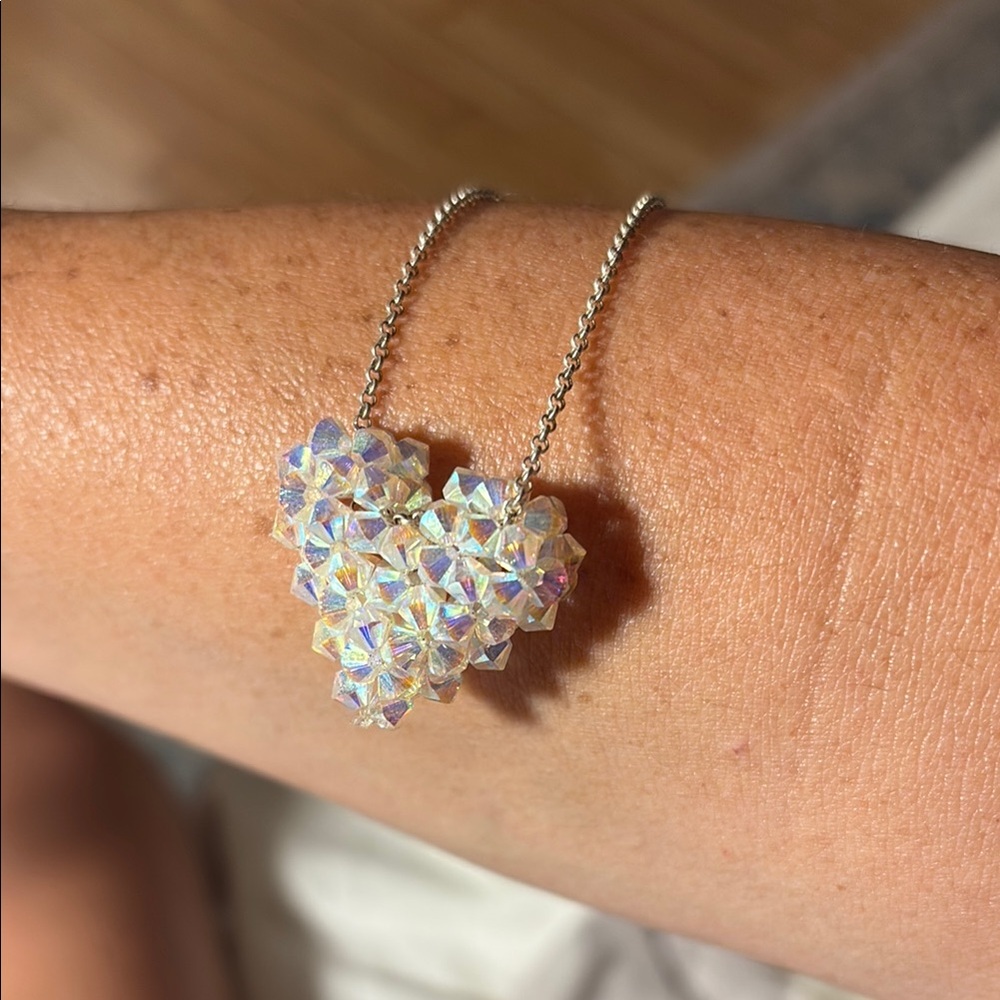 Swarovski beaded ❤️ Pendant - handmade. Sterling silver chain/ clasp